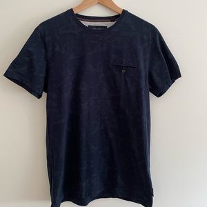 Ted Baker Navy Tropical Print T-Shirt | Size 3
